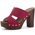 thumbnail image 1 of Sandalias Tacón De Bloque Alto Plataforma Gamuza Sintética Para Mujere borgoña 39, 1 of 6