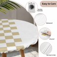 thumbnail image 3 of Round Fitted Tablecloth,Rural Farm Buffalo Lattice Circle Table Cover Waterproof Table Cloth with Elastic Edge,Khaki White Check Outdoor Tablecloths for Kitchen Picnic 55-60in, 3 of 9