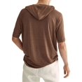 thumbnail image 4 of LANGWYQU Short Sleeved Men Solid Color Casual Hooded Tops Male Knit Hoodies, 4 of 5