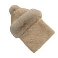 thumbnail image 6 of Eosunjian Women Winter Hat with Integrated Scarf Cold proof Front Cover Thick Plush Warm Full Outdoor Cycling Travel Cold Weather Cap Coffee, 6 of 13