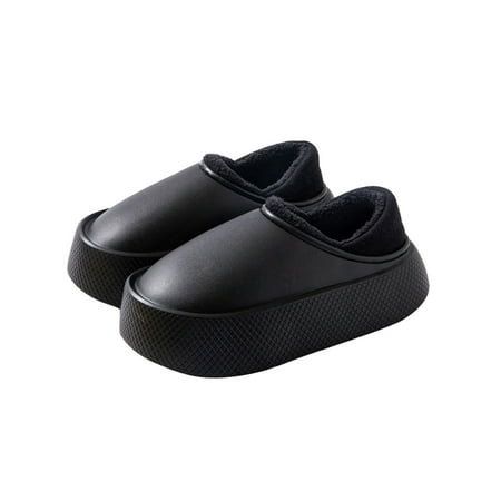 

Rotosw Mens Warm Shoes Platform Fuzzy Slipper Fluffy Plush Slippers Lightweight Slip On Home Shoe Indoor Non-slip Black Warm Shoes 7-7.5