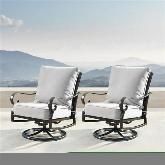 Oakland Living RICA-NOBU-5PC-AC 44 in. Outdoor Aluminum Round Fire Table Set with Four Deep Seating Swivel Rocking Chair - 5 Piece