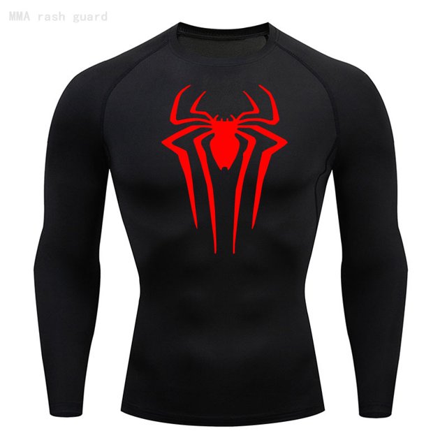 Camiseta de compresión para hombre, camiseta negra de manga larga, protector solar para Fitness, camiseta larga informal transpirable de secado rápido de segunda piel 4XL