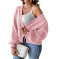 thumbnail image 3 of Chunky Cardigan Sweaters for Open Front Cardiagn Casual Soft Knitted Business Sweaters Pink S, 3 of 8