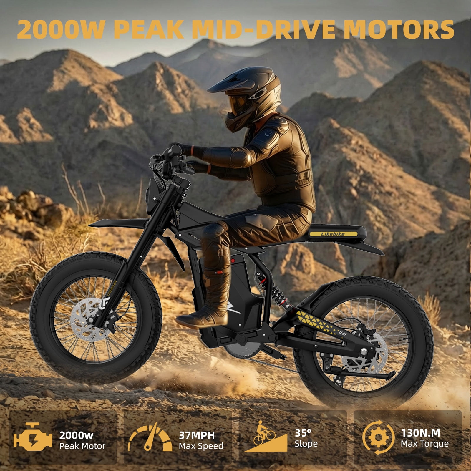Electric Dirt Bike for Adults, 2000W Motor 37MPH High-Speed, NFC + Passwordunlock Display, 20" Fat Tires & Removable Battery (48V 25AH)| Ebike Dirt Bicycles, Purple