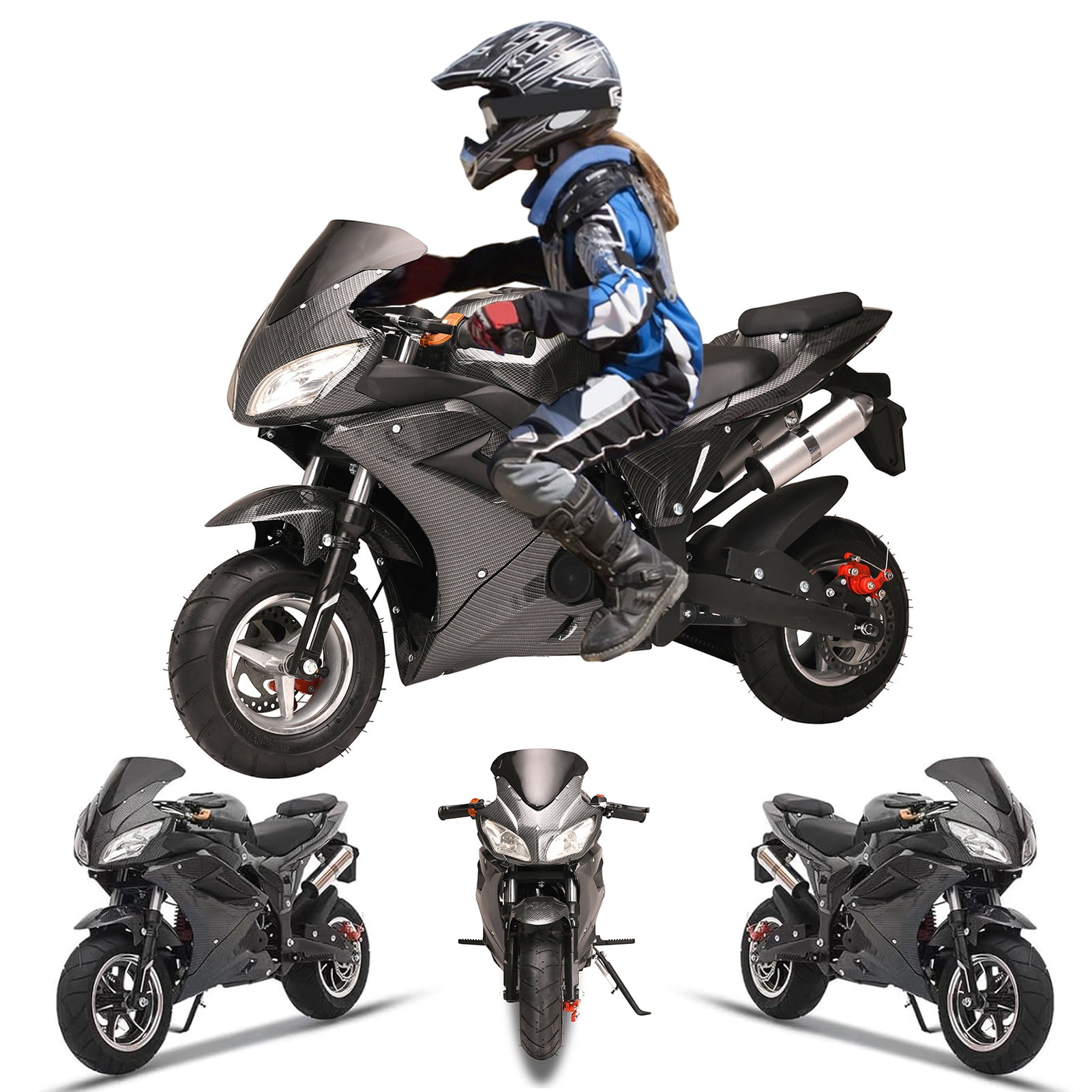 Xnigf Gas-Powered Mini Bike for Adults, 49cc 4-Stroke Engine, 25MPH Top Speed, 200LB Load Capacity, Dual Disc Brakes, Off-Road Motorbike
