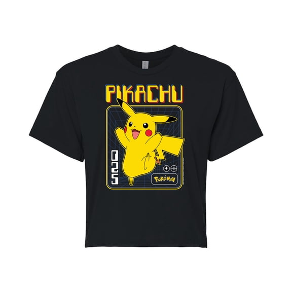 Pokémon - Retro Pikachu Art - Juniors Cropped Cotton Blend T-Shirt