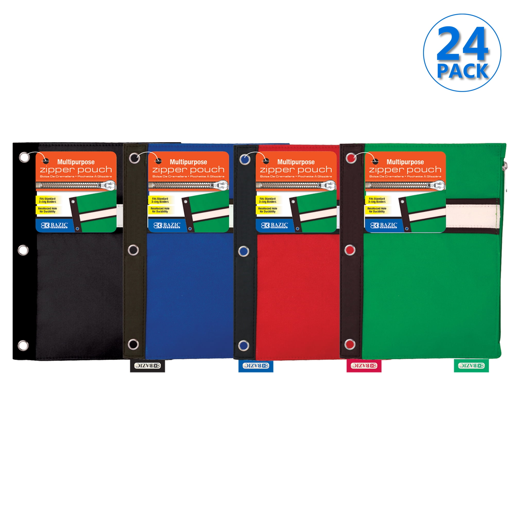 BAZIC Pencil Pouch 3 Ring Binder Pouch w/ Rivet Enforced Rings Holes