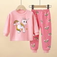 thumbnail image 2 of TOWED22 Toddler Baby Boy Fall Clothes Long Sleeve Crewneck Sweatshirt Top Casual Pants Set Cute Infant Winter Outfits Size:1-2 Y,Color:Light Pink, 2 of 5