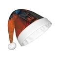 thumbnail image 2 of Rateoe Orange Net Fishing Boat Pattern Santa Hat Christmas Hats for Adults, Holiday Unisex Velvet Comfort Xmas Hat for Women Men, 2 of 6