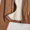 thumbnail image 6 of Women'S Fashion Cropped Shacket Drawstring Hooded Zip Up Corduroy Jackets Casual Plaid Long Sleeve Short Jackets Coat, 6 of 7