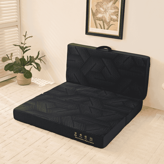 Housiney 4 inch Tri-Fold Memory Foam Mattresses Topper, Portable for Twin Size Bed, Cooling Gel Relief