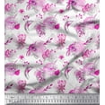 thumbnail image 1 of Soimoi Cotton Voile Fabric Leaves & Camellias Floral Print Fabric by Yard 56 Inch Wide, 1 of 3