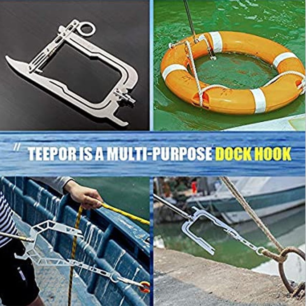 Multi-Purpose Dock Hook Telescopic Boat Threader Boat Puller Tie Rope Hook  Tool 