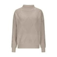 thumbnail image 2 of Womens High Neck Sweaters Solid Color Comfy Knitted Turtleneck Pullover Loose Long Sleeve Casual Winter Tops (2XL, Khaki), 2 of 6
