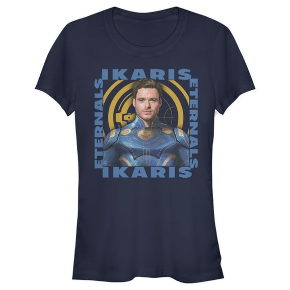 Junior's Marvel Eternals Ikaris Hero Box Graphic Tee Navy Blue X Large