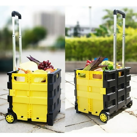 cart handcart wheeled collapsible 45l grocery utility lid rolling folding portable seat basket shopping bag