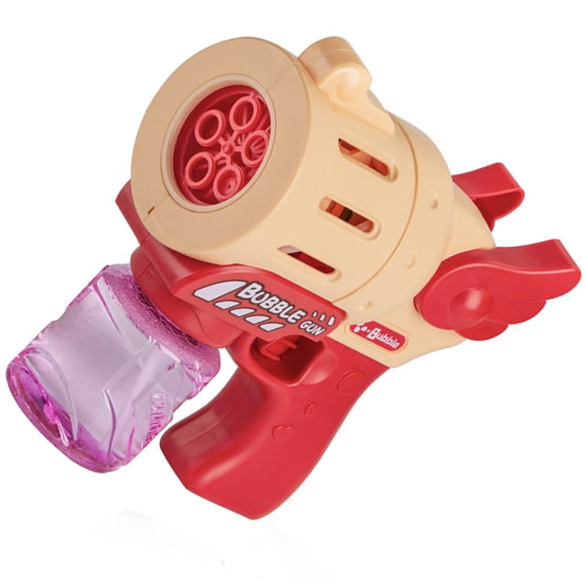 Transemion Bubble Blower Machine Electric Automatic Bubble Maker with Light Kids Toy Gatlin red