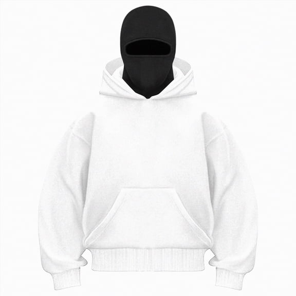 UngA Men's Mask Zipper Sport Hoodie, Long Sleeve Womens Zip Up Hoodies with Mask, Hoodie Pullover Sweatshirt Hooded Top (White,XL)