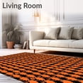 thumbnail image 2 of ODIKA 3'x5' Machine Washable Non-Slip Area Rug, Fall Gingham Door showcasing Harvest Festival Typography High Traffic Rug with Pad, Orange, 604888, 2 of 8