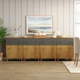 thumbnail image 2 of WAMPAT 4-in-1 Buffet Cabinets for Dining Room, 94.4" Kitchen Wood Sideboards with Drawers and Doors, Modern Coffee Bar Server Table with Adjustable Shelves for Living Room, Oak Brown, 2 of 8