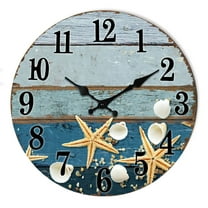 Rustic Ocean Blue Silent Wall Clocks with Non-Ticking Movement in 12" for Living Room Bedroom Kitchen
