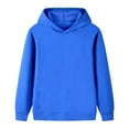 thumbnail image 4 of Girls Long Sleeve Solid Color Hooded Pullover Top For Kids And Tweens Casual Comfortable Sweatshirt 3-4 Years Blue, 4 of 4