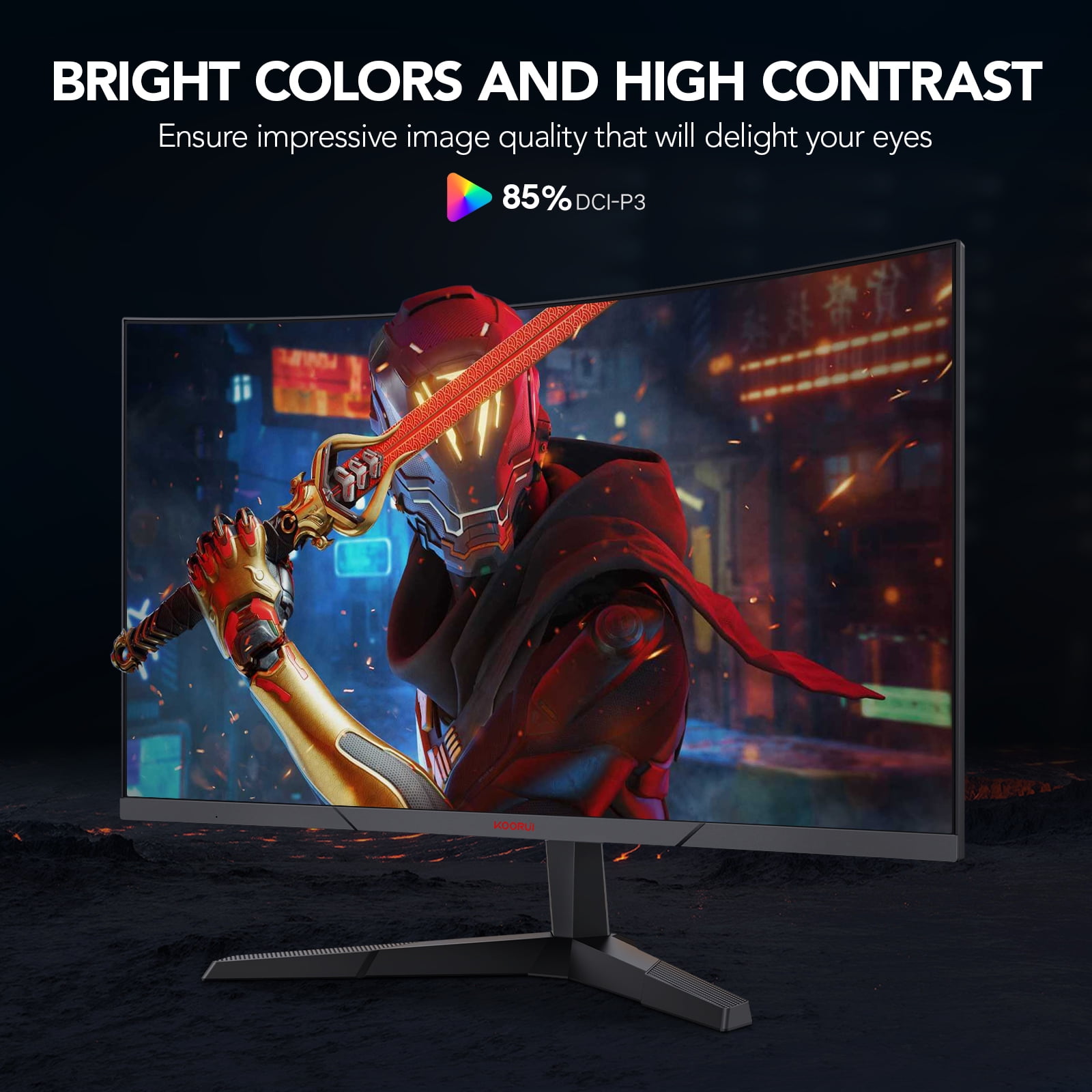 KOORUI 27'' 2K QHD 144Hz 1ms Curved Gaming Monitor, Adpitive KOORUI 27'' 2K QHD 144Hz 1ms Curved Gaming Monitor, Adpitive
