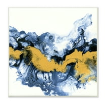 Stupell Industries Abstract Paint Infusion Fluid Blue Yellow Integration Abstract Painting Unframed Art Print Wall Art, 12 x 12