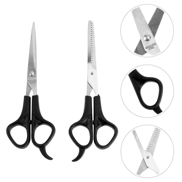 HEANUJJ 6Pcs Home Haircutting Kit Barber Shears in Black with Professional Design for Salon Use and Families
