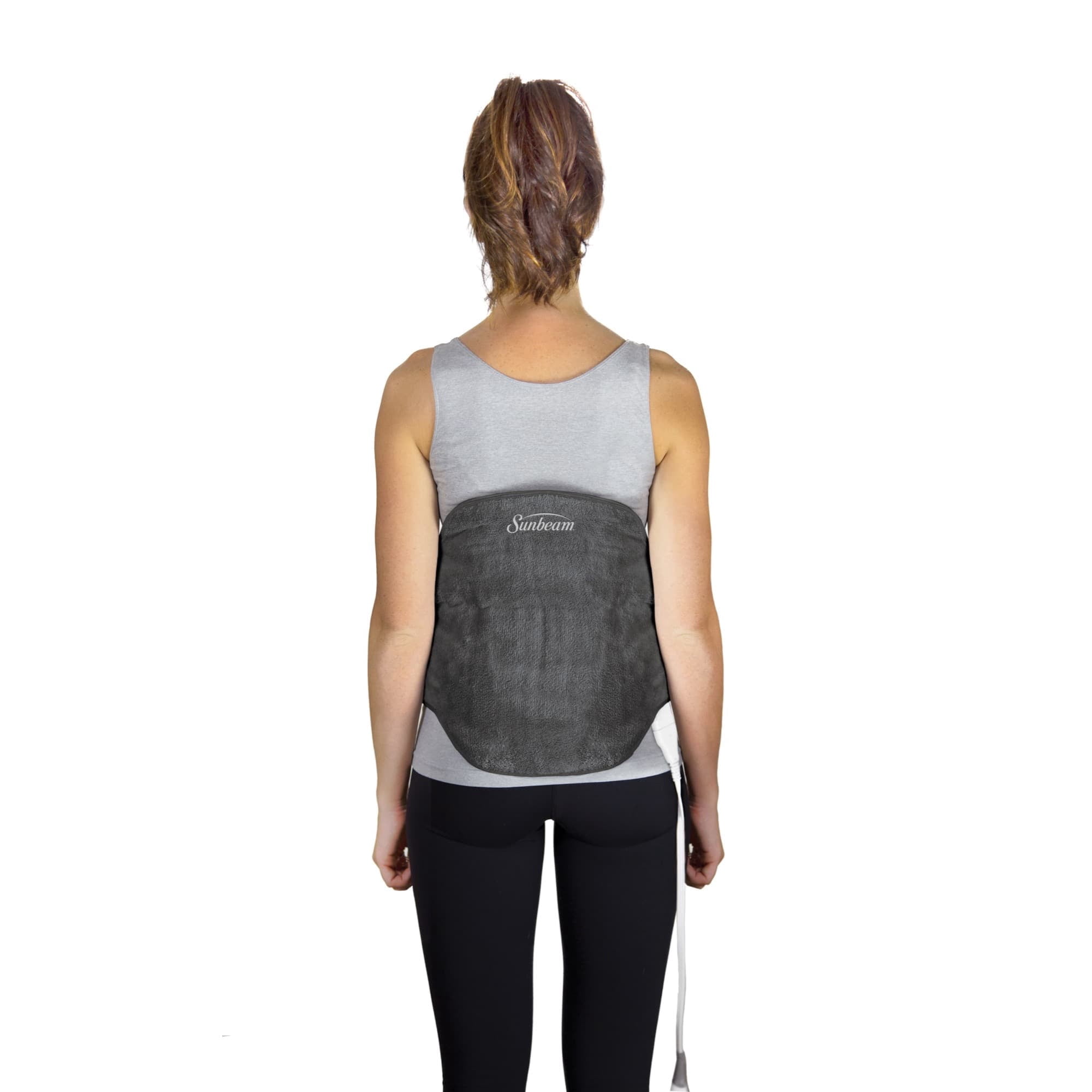 Sunbeam Heated Back Wrap Heating Pad for Back Pain Relief, Gray, 23" x 15"