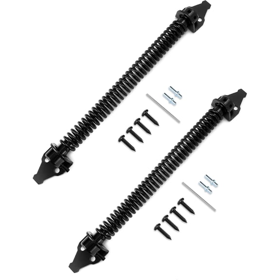 14" Adjustable Self-Closing Gate Spring with Durable Steel Construction and Black Powder Coating, Versatile Fit for Wood and Vinyl Gates,