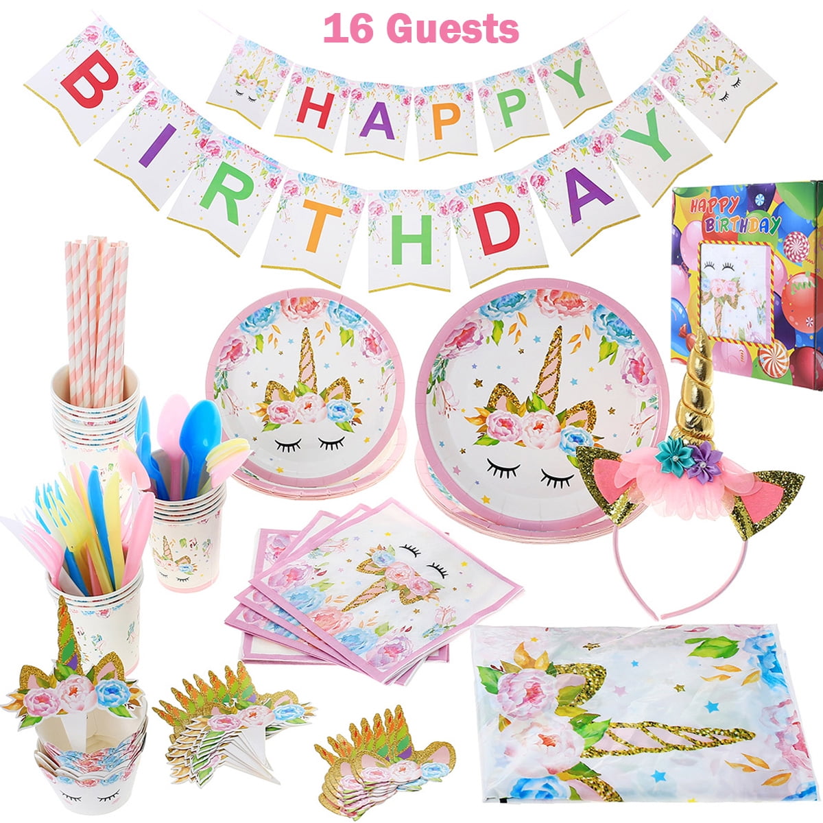 Unicorn Party Supplies 163 Pcs Unicorn Themed Birthday Party Decorations Serve 16 Guests