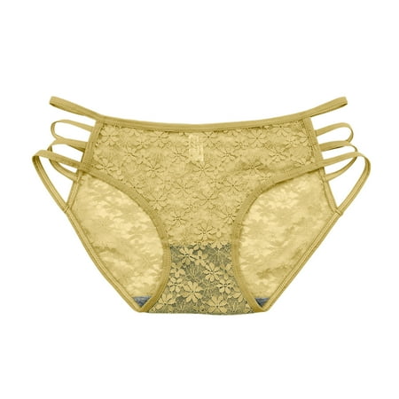 JDEFEG Women Panties Womens Elastic Waist Shorts Patterned Lace Underwear for Women Breathable Bikini Lightweight Soft Panties Womens Boxers Women Underwear Polyester Yellow One Size