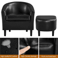 thumbnail image 6 of Renwick Barrel Accent Chair with Ottoman, Black Faux Leather, 6 of 8