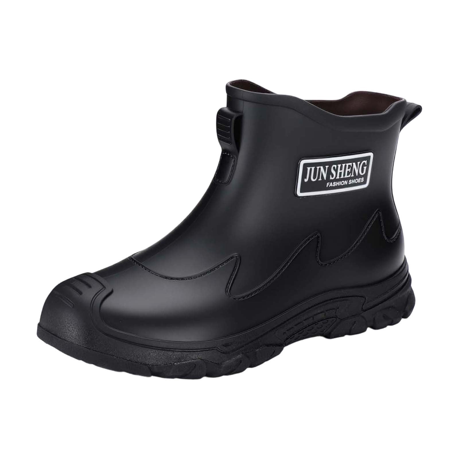 Rain Boots Men Durable High Tops Rain Shoes for Mens Non- Rubber Sole Mens Rain Boots (Black 6.5)
