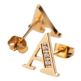 thumbnail image 2 of Aretes Mujer LuckyLy, Inicial Letra A, Acero Inoxidable con Oro 18k y Zirconia Cúbica, Modelo Tina dorado UNITALLA, 2 of 7