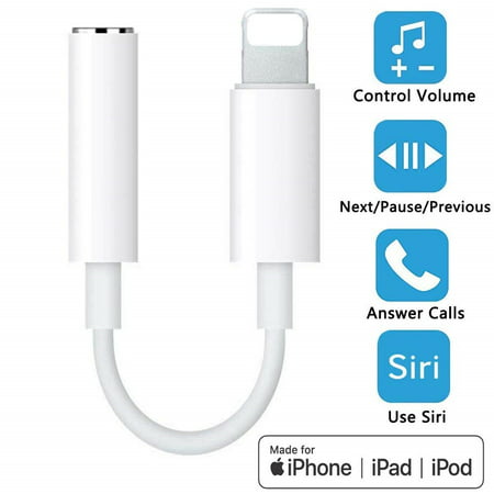iphone 8 Lightning to 3.5 mm Headphone Jack Dongle Adapter, Compatible with iPhone XS/XR/X/8/8 Plus/7/7 Plus/ipad/iPod, Support iOS 11/12,