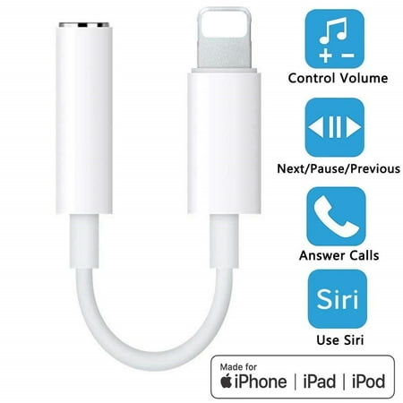 iphone 8 Lightning to 3.5 mm Headphone Jack Dongle Adapter, Compatible with iPhone XS/XR/X/8/8 Plus/7/7 Plus/ipad/iPod, Support iOS 11/12,