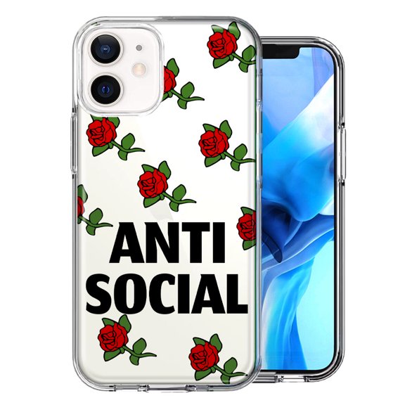 MUNDAZE for Apple iPhone 12 Mini Anti Social Roses Design Double Layer Phone Case Cover