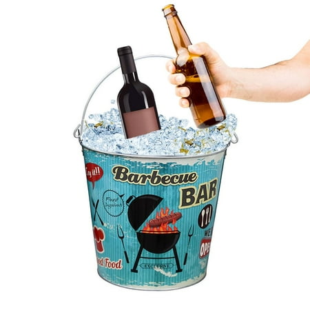 

Famure Drinks Ice Bucket Steel Oval Party Beverage Drink Beer Bucket Decorative Champagne Bucket for Wine Beer Sparkling Wine classical
