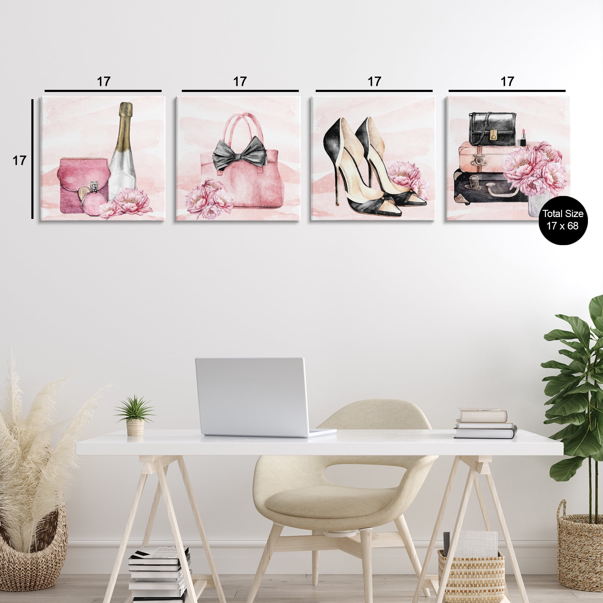 Stupell Industries Glam Time Accessories 4 Piece Canvas Wall Art Set, design by Kim Allen