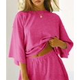 thumbnail image 4 of SMZ Womens Pajama Sets 3/4 Sleeve Oversized Tops and Elastic Waist Shorts Lounge Sets Loungewear, 4 of 6