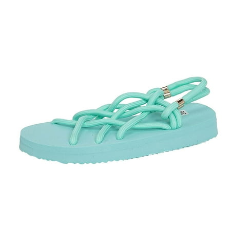 

Ladies Summer Flat Hemp Rope Set Open Toe Low-top Beach Sandals For Women