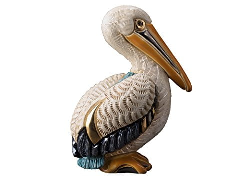 4.75"H Small Ocean Beach Coastal Great White Pelican Bird On Getty Post Figurine 