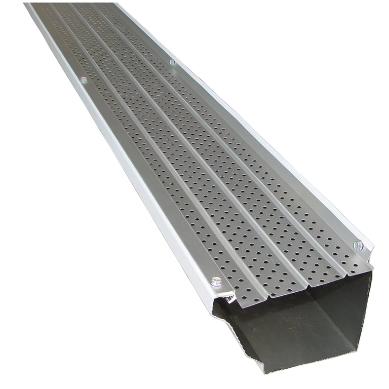 FlowGuard 5-Inch High Clearance Gutter Cover System – 204 Ft, White Aluminum, USA Made With 50-Year Life