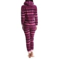 thumbnail image 3 of Nomad Women's Fleece Onesie - Hooded Zip Up One Piece Lounge & Sleepwear - Cranberry Fairisle, X-Large, 3 of 3