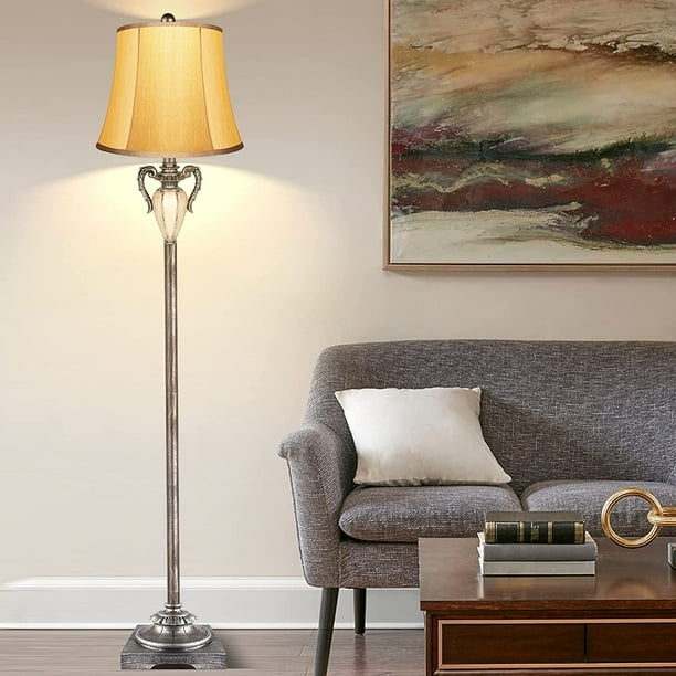 Traditional Floor Lamps For Living Room Hidove Classic Standing Lamp With 2 Fabric Shades Vintage Tall Bedroom Office Guestroom Rustic Upright Pole Pedal Switch Com Traditional Floor Lamps For Living Room, Standing Floor Lamps For Living Room
