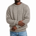 thumbnail image 5 of Mens Crewneck Pullover Sweater Long Sleeve Cable Knit Oversized Top Classic Cozy Soft Warm Fall Winter Comfy Blouse Khaki XL, 5 of 5