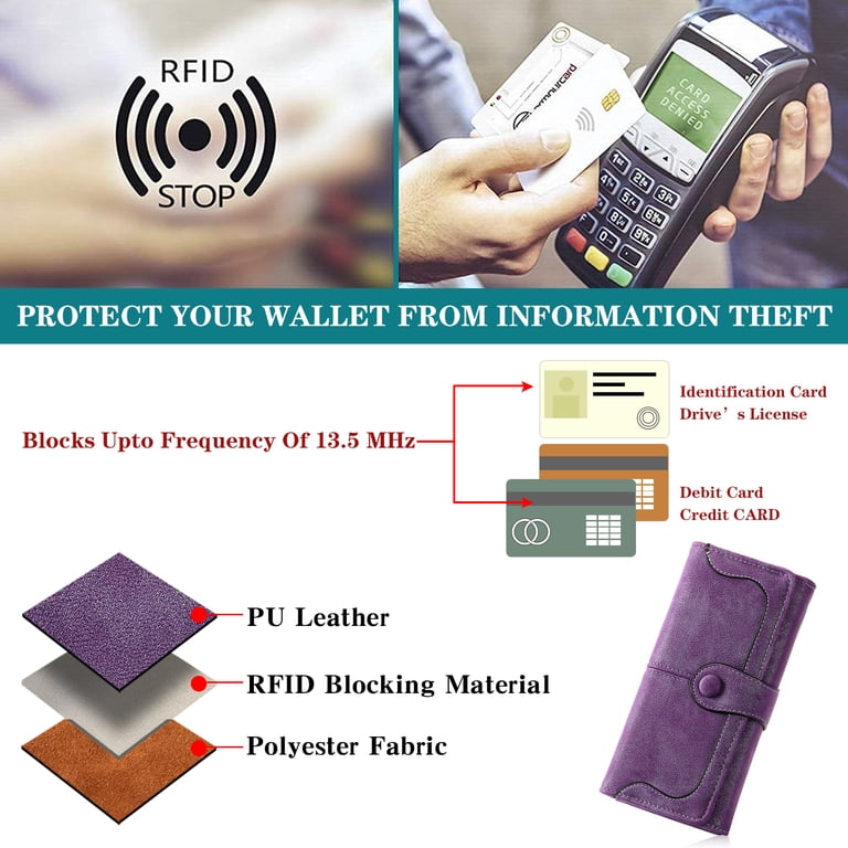 GOIACII Women's Leather Wallet, RFID Blocking Large Capacity photo 2